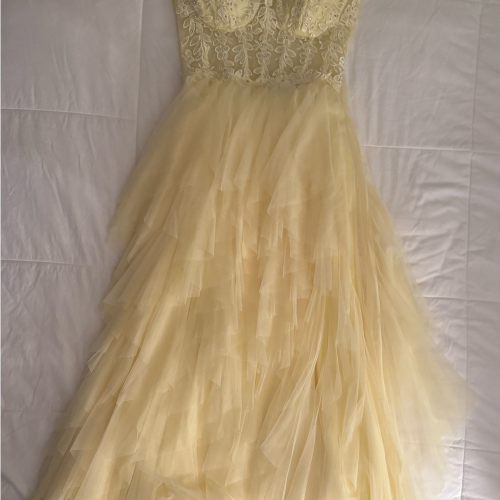 keyla floral applique tiered ruffle tulle gown